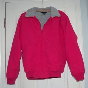 J Crew Women's Hot Pink Puffer Coat Gray Fleece Lining EUC Sz Small Made in USA
